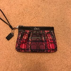 Coach Pink & Purple Plaid Wristlet